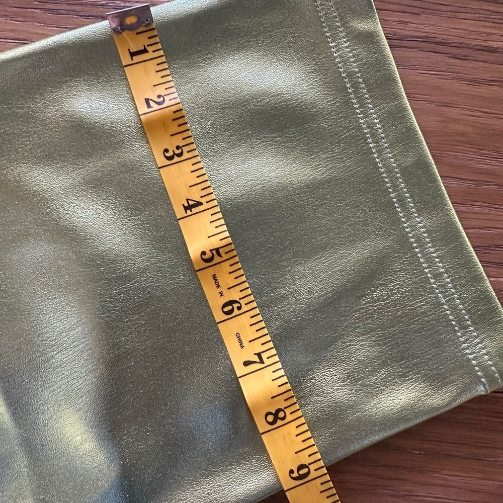 TOPSHOP Metallic Green Faux Leather Pants Straight Leg High Rise Size 4 - Picture 11 of 11